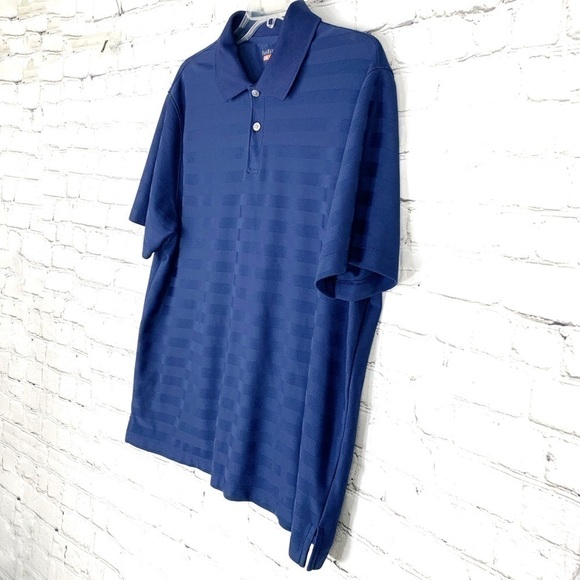 Euc-van Heusen Traveler, Short Sleeve, Stripes, Golf, Blue Polo Shirt Size Large - Picture 2 of 11